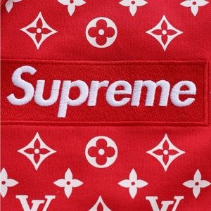 Louis Vuitton x Supreme Red and White Box logo hoodie. Never worn, NWOT